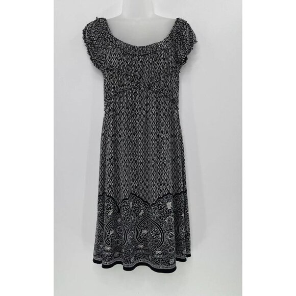 Max Edition Women's Babydoll Liquid Knit‎ Scoop-Neck Short Sleeve Dress XS Boho - Picture 1 of 11